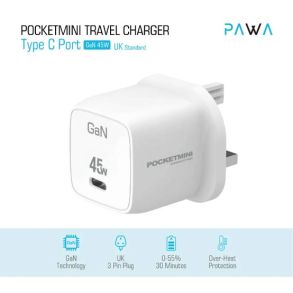 Pawa Pocketmini GaN 45W adapter.(PW-PMTAGN45-WH) Pawa Pocketmini GaN 45W adapter.(PW-PMTAGN45-WH)
